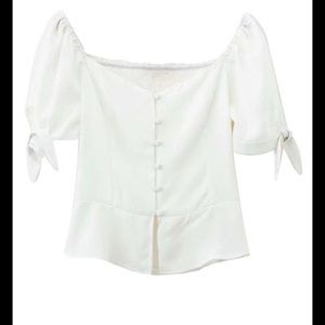 Goodnight macaroon white Ramona button front top